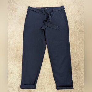 BANANA Republic Mid Rise Straight Fit Cropped  Tie Waist Chino Pants